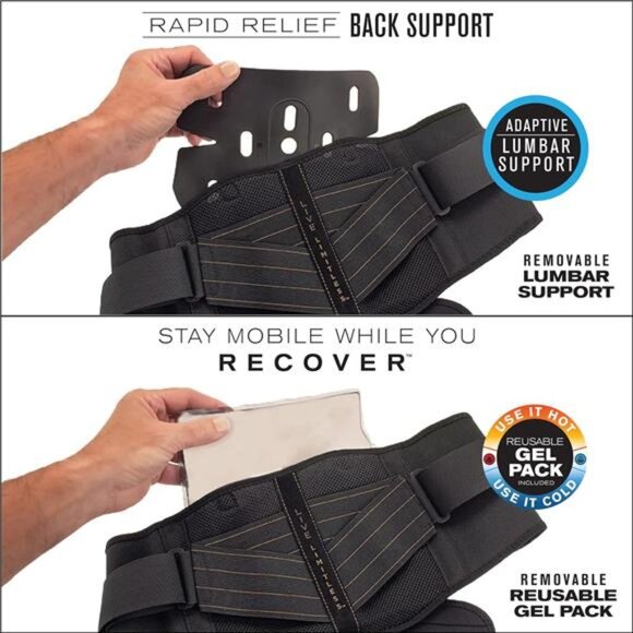 Copper Fit Adjustable Rapid Relief Back Brace with Hot/Cold Therapy, Lower Back - Picture 4 of 7